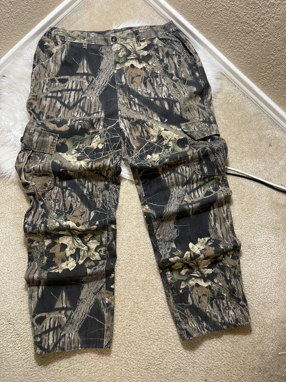 Mens 90s Vintage Mossy Oak Camo Cargo Baggy Pants Size M (34x34) Made In USA